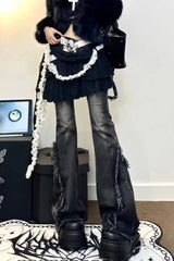 Y2K High-Waist Slim Bootcut Denim Pants