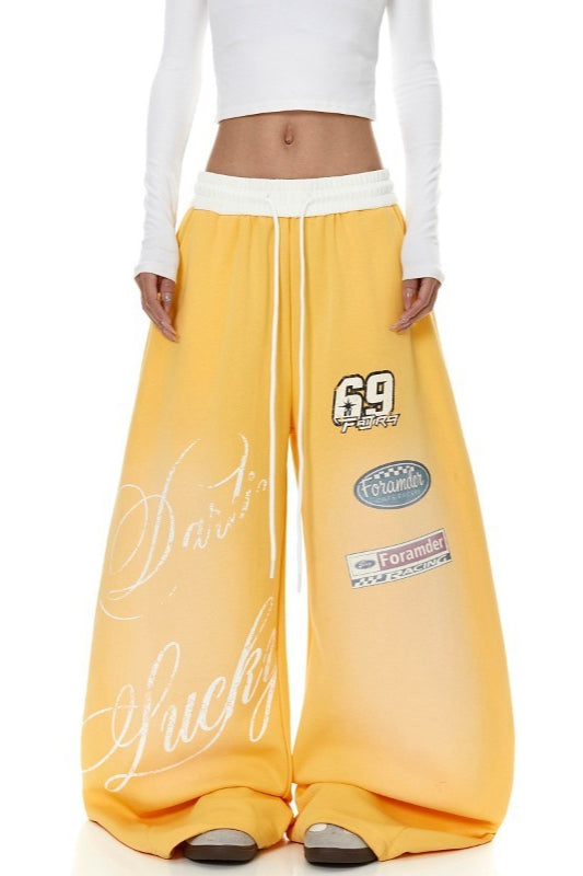 Graffiti Print Wide Leg Pants