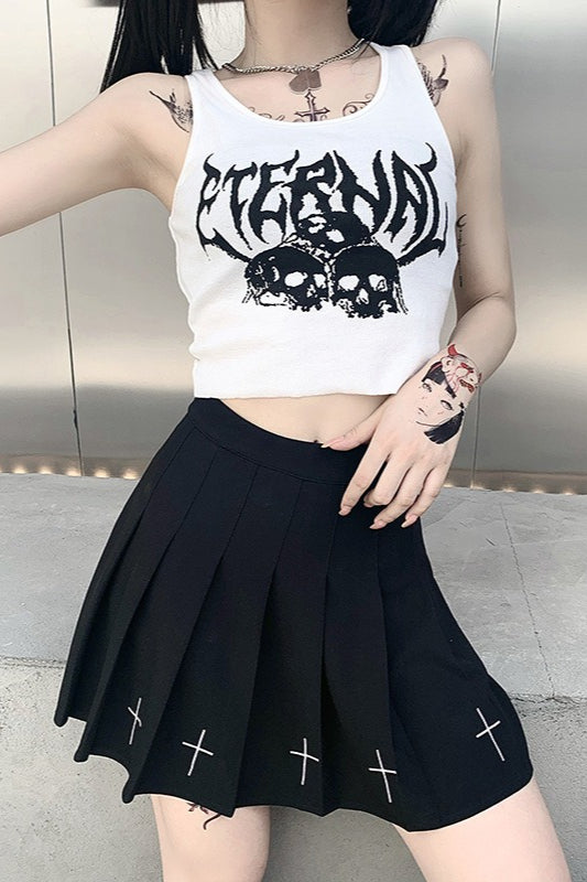 Punk Print Gothic Halter Sexy Crop Top Secondary image