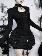 Retro Old-School Dark Blouse