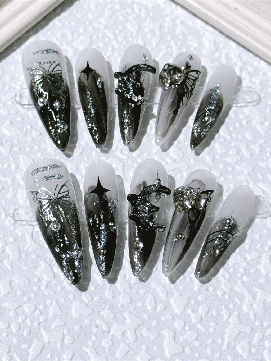 Cyberpunk Metal Butterfly Dark Press On Nails