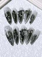Cyberpunk Metal Butterfly Dark Press On Nails
