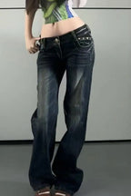 Butterfly Embroidered Low-Rise Flare Jeans
