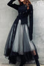 Spring Gothic Punk Lace Mesh Patchwork Flared Midi Skirt