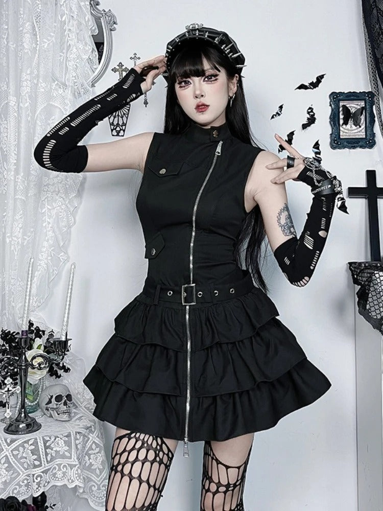 Zipper Grunge Alternative Streetwear Mini Dress Secondary image