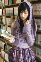 Vintage Y2K Harajuku Purple Striped Knit Top