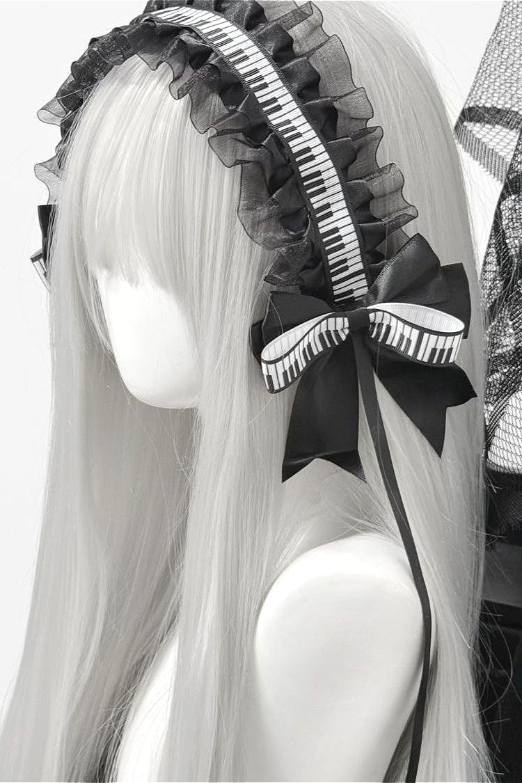 Lolita Piano Key Lace Bow Hair Accs