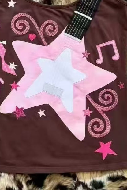 Guitar Print Cami Crop Top Main image