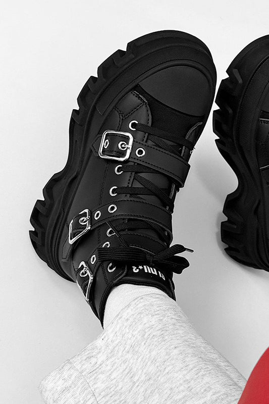 Strapped Platform High-Top Boots