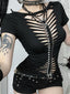 Sexy Slide Buckle Collarbone Chain Mesh Top