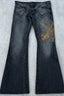 Embroidered Wing Washed Flare Jeans