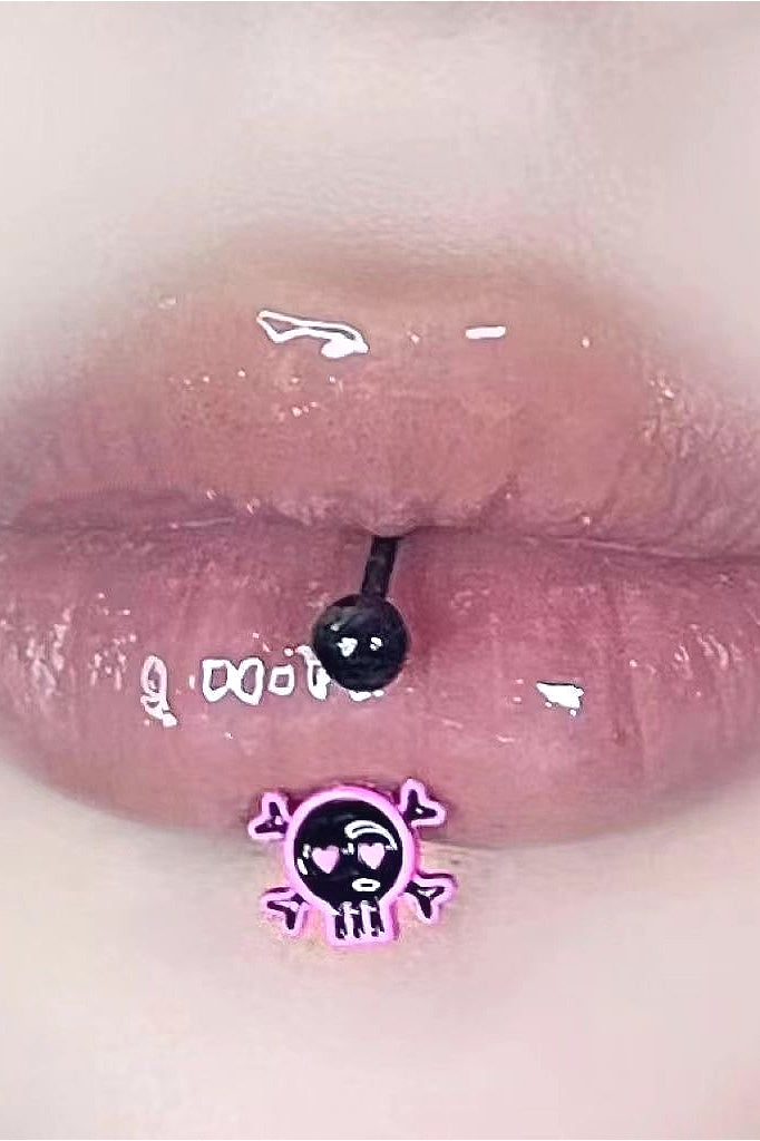 Emo Skull Pink Lip Stud