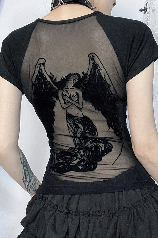 Gothic Backless Short Sleeve T-Shirt Secondary image