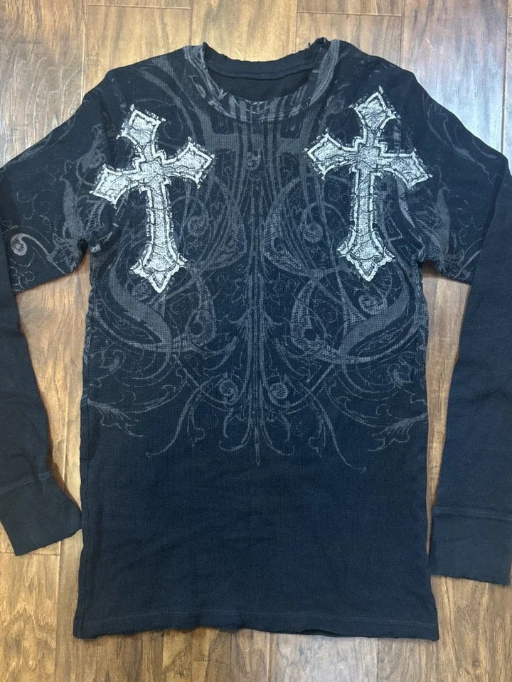 Retro Water Washed Oversized Long Sleeve Knit Top Secondary image