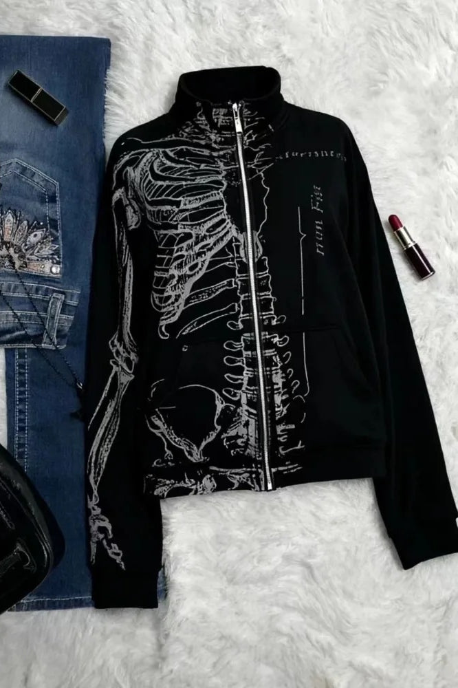 Vintage Print Hooded Gothic Coat