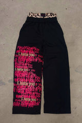 Y2K Letter Print Baggy Track Pants