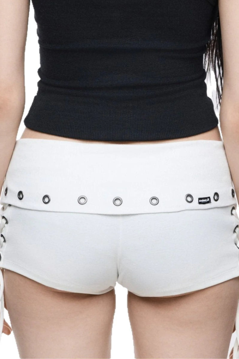 Gothic Lace-Up Letter Print Hot Pants