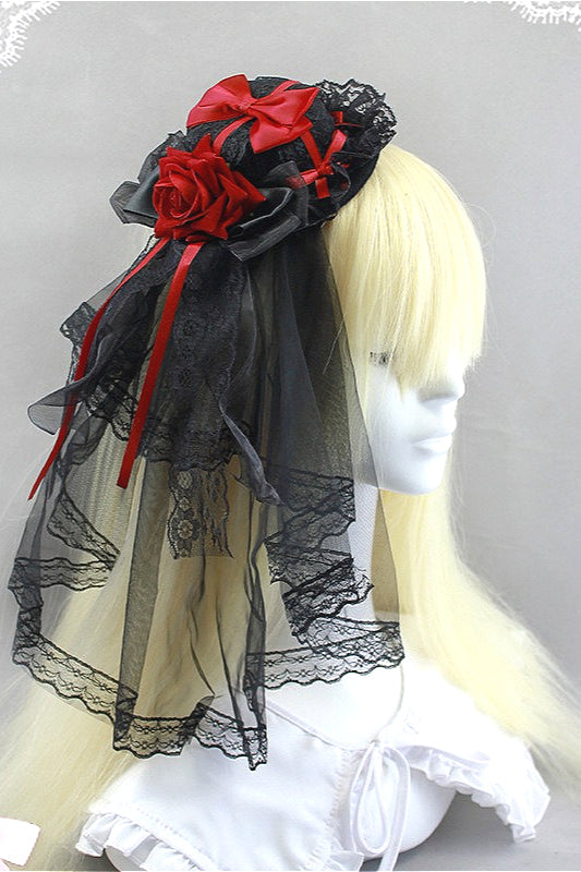 Dark Mesh Lace Rose Hair Accs Secondary image