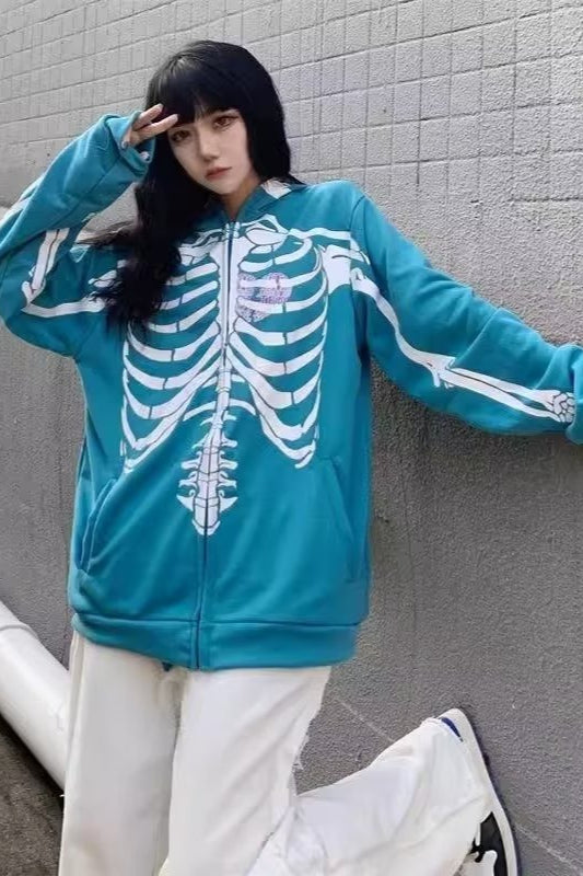 Gothic Skeleton Zipper Hoodie Secondary image