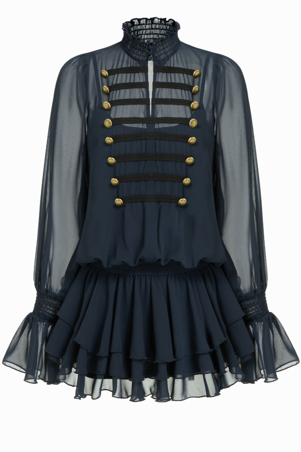 Braided Button Sheer Layered Skirt Sets
