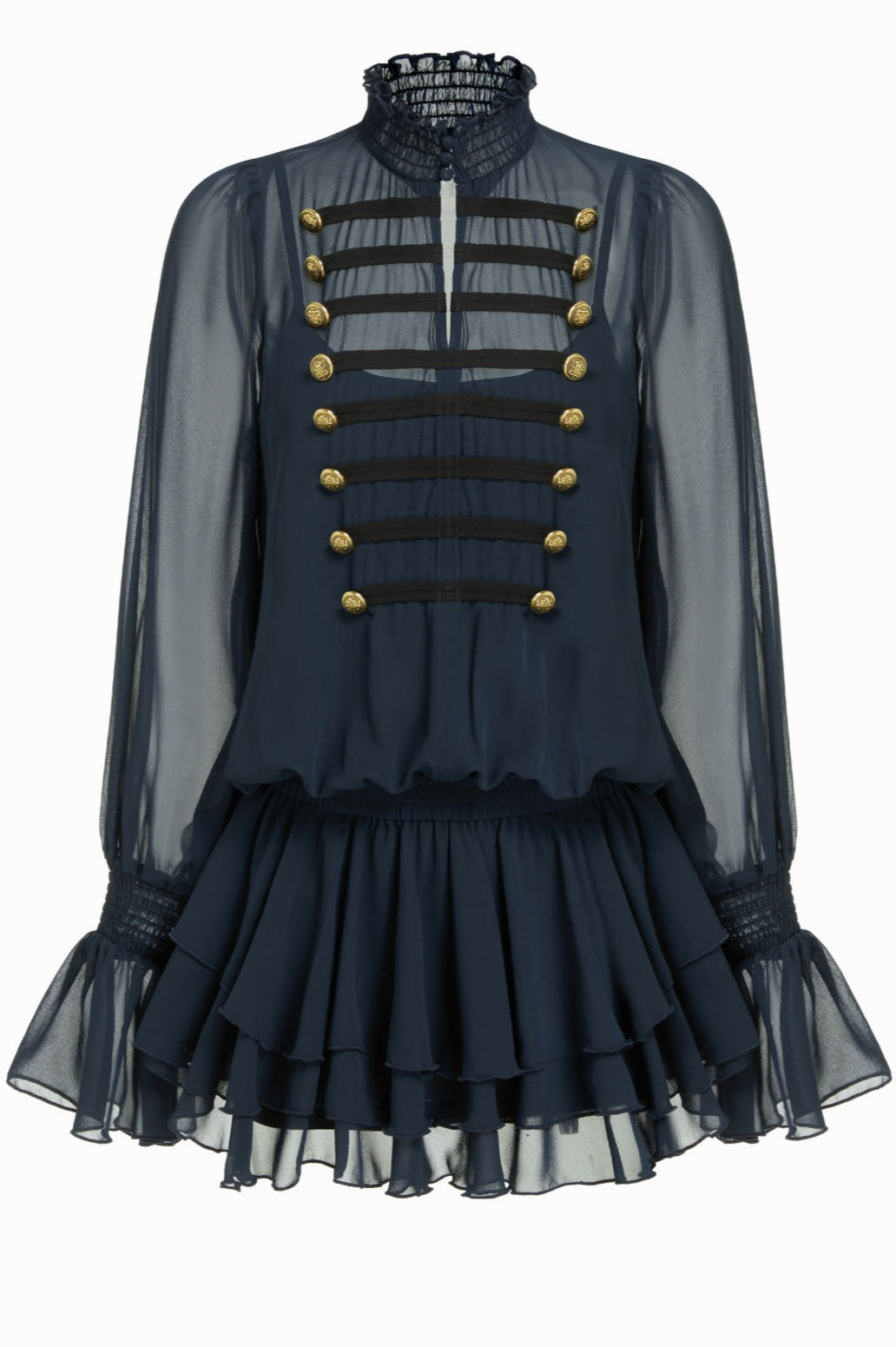 Braided Button Sheer Layered Skirt Sets