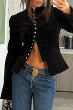 Stand Collar Decorative Button Coats