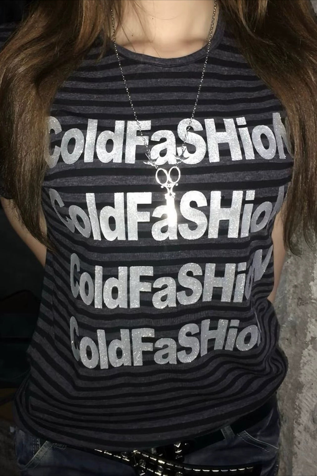 Striped Letter Print Crew Neck T-Shirt