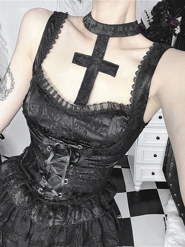 Gothic Jacquard Cross Cami