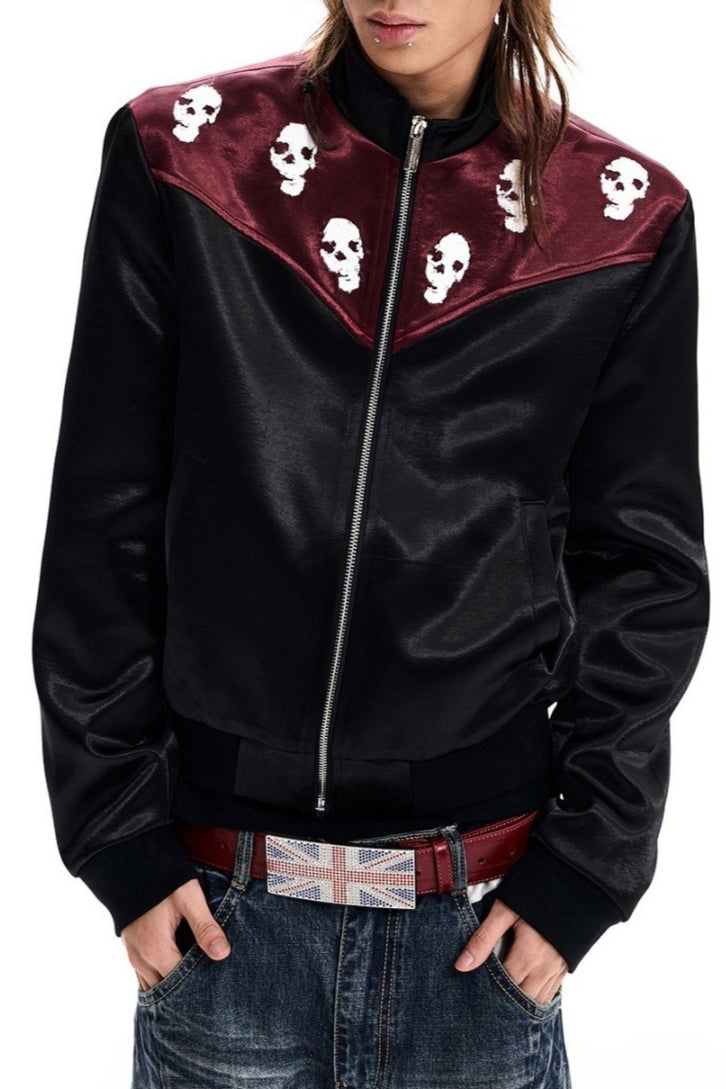 Skull Embroidered Satin Jackets