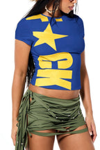 Star Letter Graphic Cropped T-Shirt