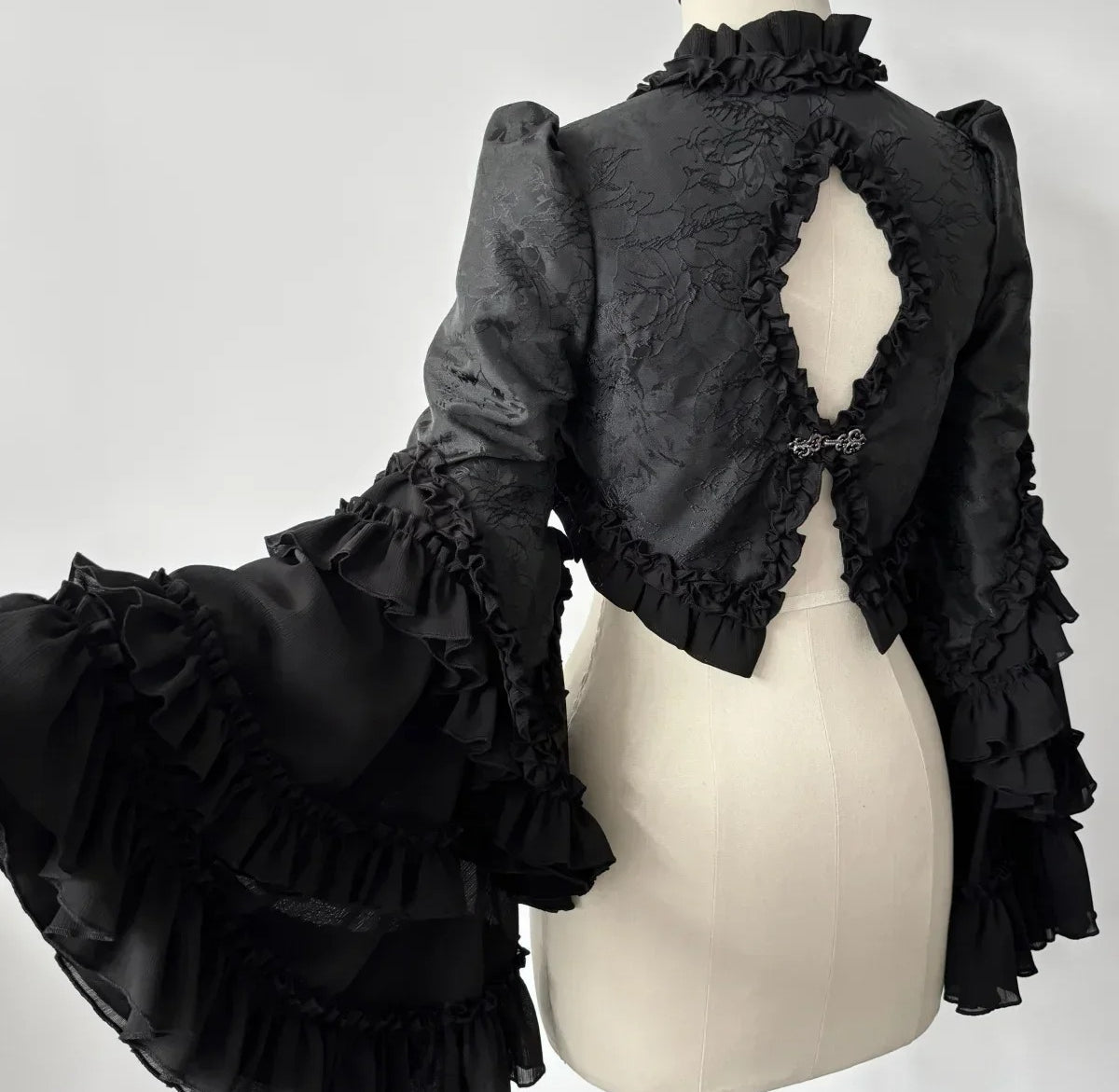 Gothic Horn Sleeve Ruffled Blouse
