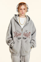 Gothic Oversized Zip-Up Hoodie
