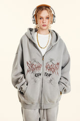 Gothic Oversized Zip-Up Hoodie
