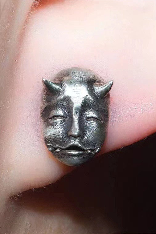 Dark Asymmetrical Demon Baby Earrings