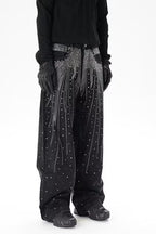 Rhinestone Wide-Leg Jeans
