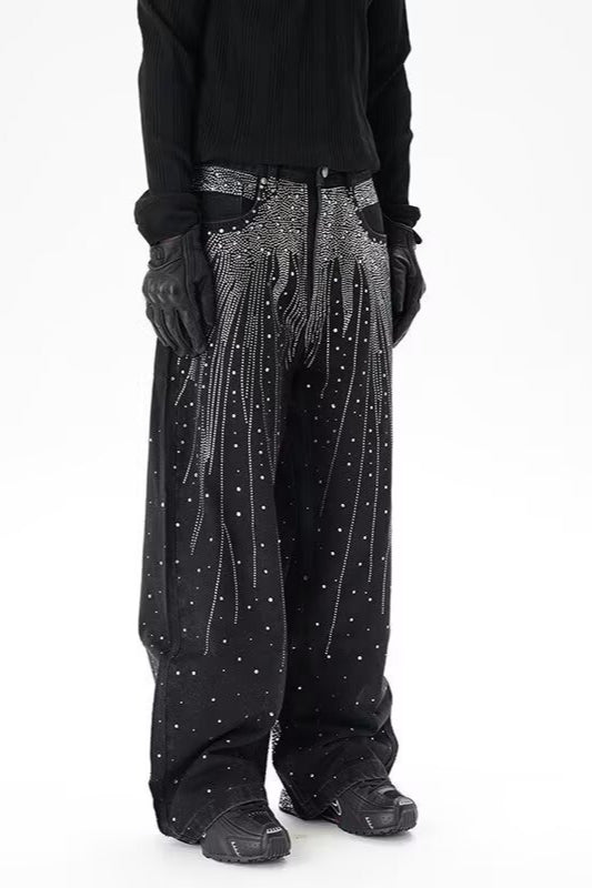 Rhinestone Wide-Leg Jeans
