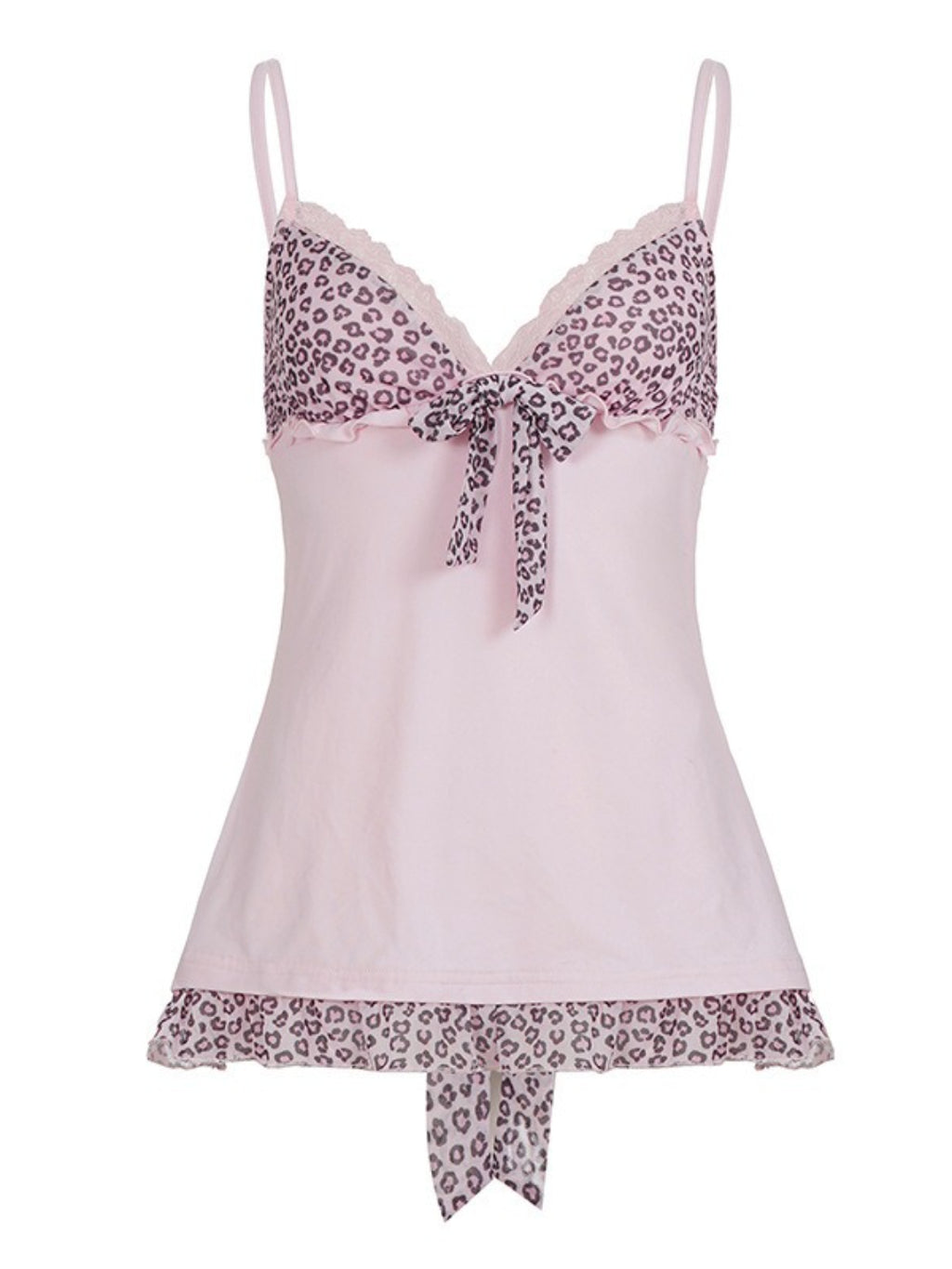 Y2K Vintage Leopard Lace Cami Top