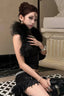Furry Patchwork Halter Backless Corset