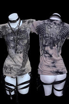 Printed Ruched Slim T-shirt