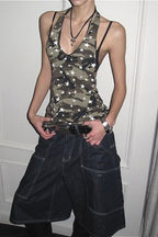 Y2K Vintage Camo Halter Top