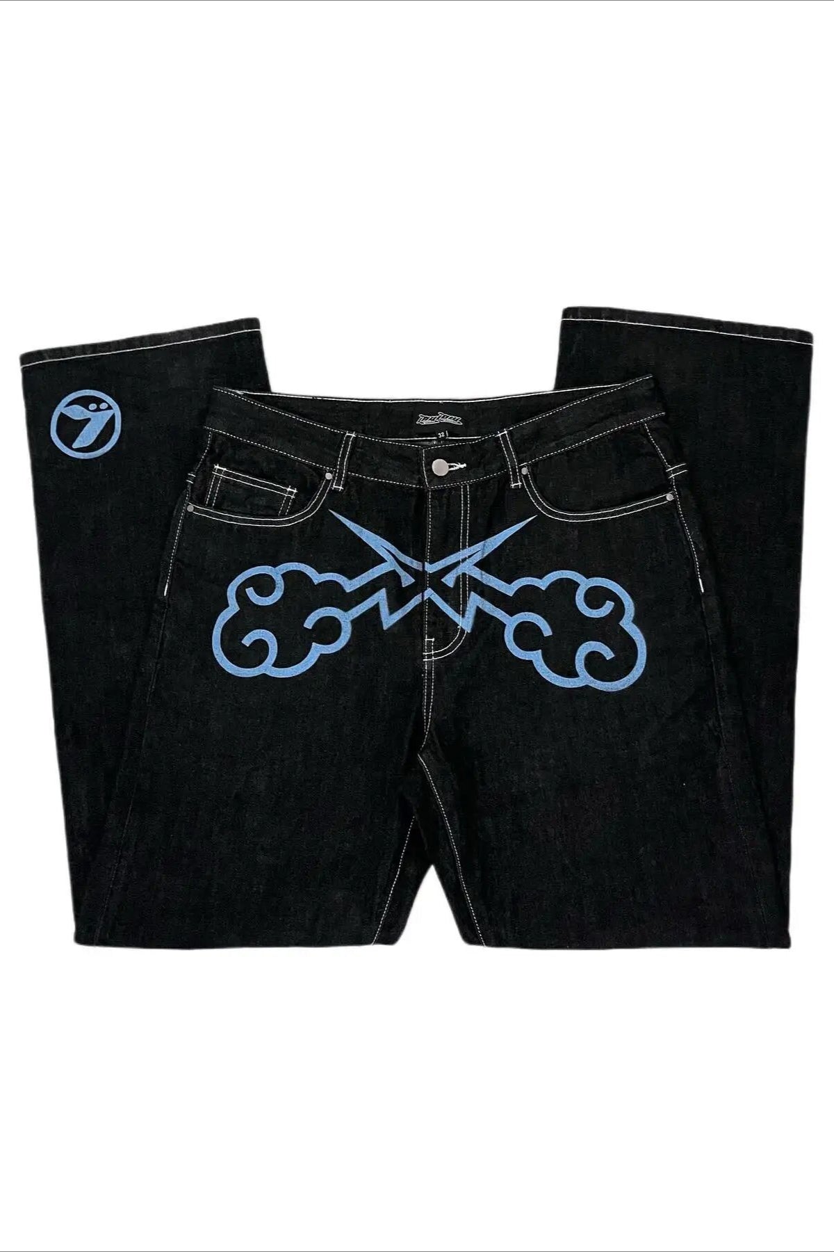 Punk Rock Y2K Print Men's Straight Denim Pants Secondary image