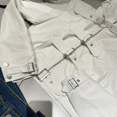 Cyber Punk Cropped Leather Moto Coat