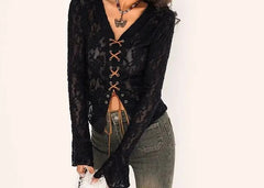 Steampunk Lace Flare Sleeve Blouse