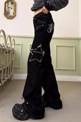 Star Patch High Waist Bootcut Pants