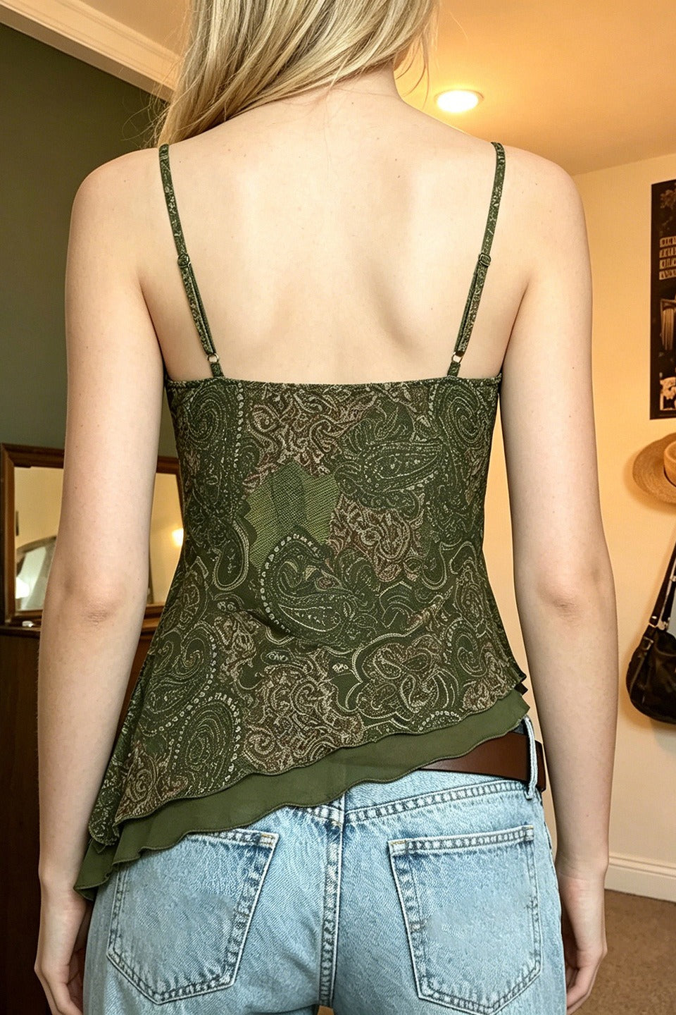 Paisley Lace Asymmetric Hem Tank Top Secondary image