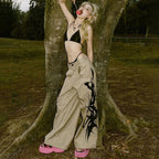 Khaki Print Street Style Pants