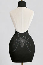 Spider Motif Halter Mini Dress