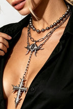 Layered Cross Pendant Chain Necklaces