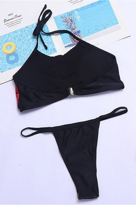 Spider Print Gothic Burgundy Swimwear Secondary image
