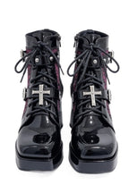 Cross Charm Lace Up Platform Boots